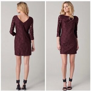 Diane Von Furstenberg Sarita Flowe Lace Dress in Aubergine- 2